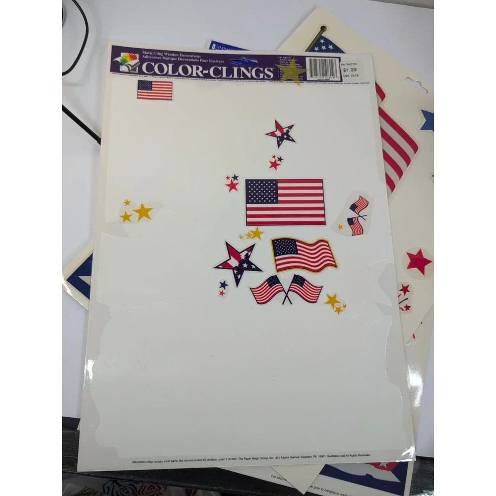 Vintage Classic-Clings Resuable Static Cling Window Decor ‎ American Flags